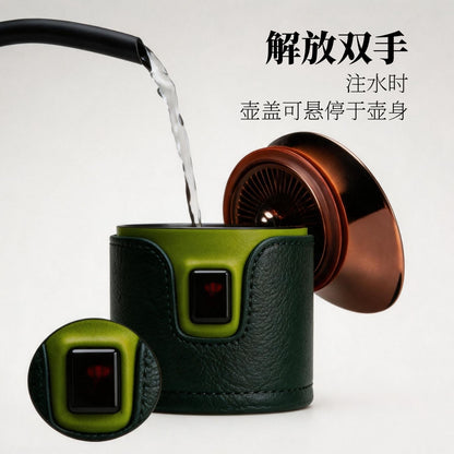 復古格紋皮質包裹便攜不鏽鋼茶杯 翻山越海戶外隨身迷你品茗杯套裝 Vintage Check Leather Wrapped Stainless Steel Mini Tea Cup, Outdoor Portable Travel Mug