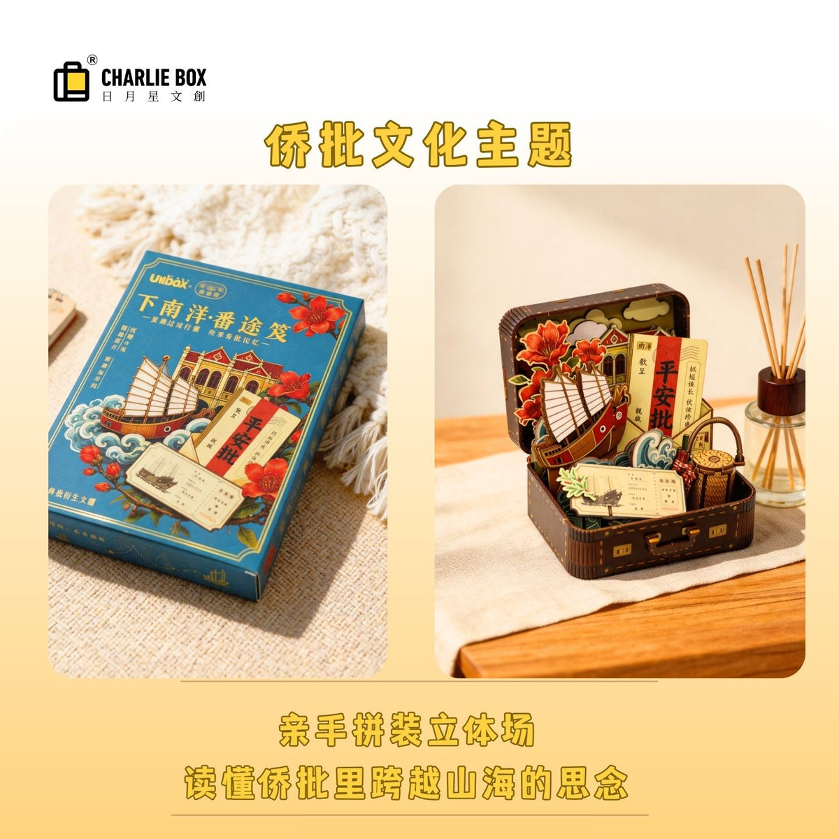 日月星文創下南洋番途笈立體拼裝禮盒國潮DIY手工模型企業國風伴手禮桌面擺件 Nanyang Adventure 3D Puzzle Gift Box - Chinese Trend DIY Handcraft Model, Corporate Chinese-Style Souvenir, Desktop Decoration