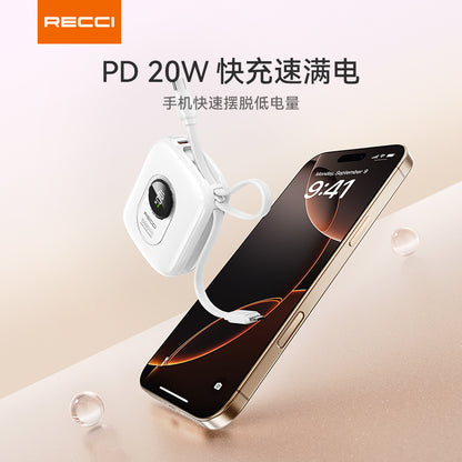 銳思RPB-P79移動電源一萬毫安培自帶線Type-C口雙向快充充電寶適用於蘋果華為