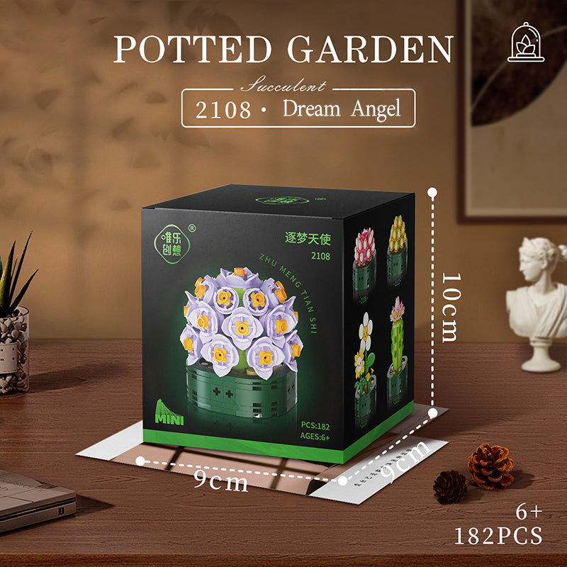微顆粒積木拼裝玩具擺件玫瑰永生花束積木女孩生日禮物 Micro particle building block assembly toy ornament rose eternal flower bouquet building block girl birthday gift
