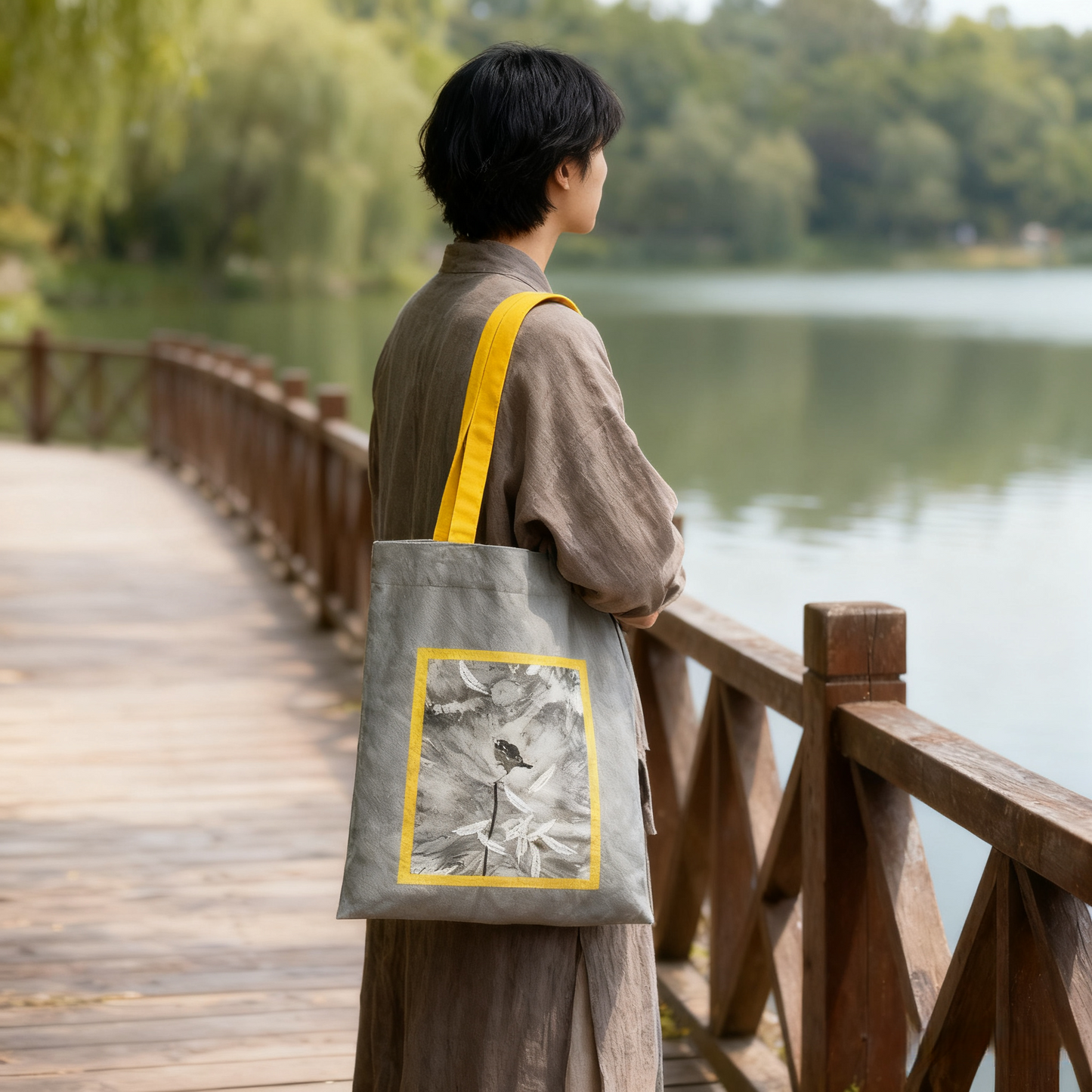 周藝文｜日月星《大海的浪花是羽毛》帆佈單肩包 The Sea’s Waves Are Feathers Canvas Shoulder Bag