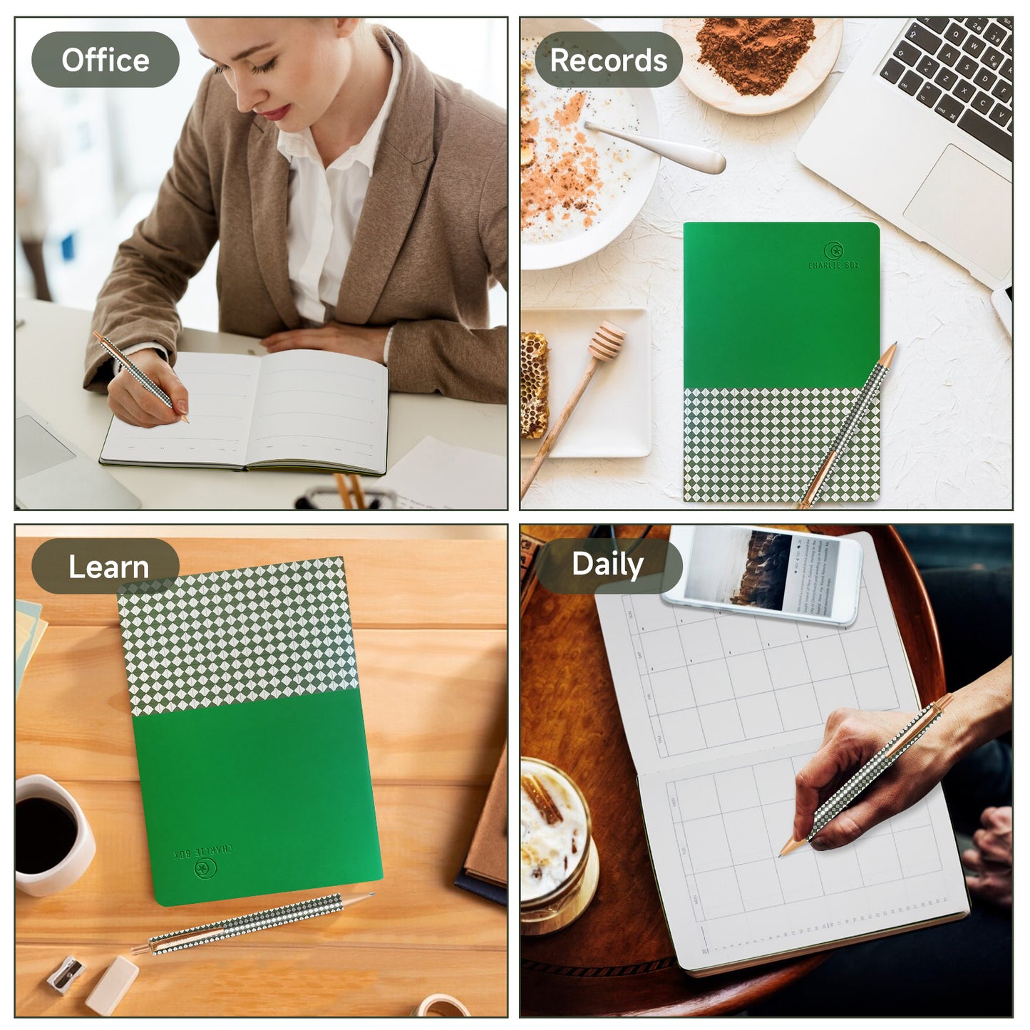 日月星原創綠色港風茶餐廳設計筆記本套裝商務禮盒 CharlieBox Original Green Harbor style Tea Restaurant Design Notebook Set Business Gift Box