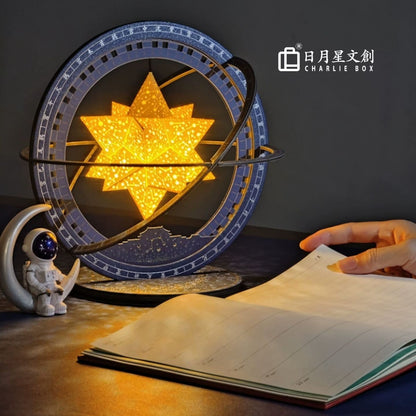 紫禁星夜古天文羅盤六芒星紙雕燈 四檔調光星空氛圍小夜燈 國風天文文創臥室裝飾擺件 Forbidden City Starry Night Astronomical Compass Paper Carving Lamp, 4-Level Dimmable Star Night Light