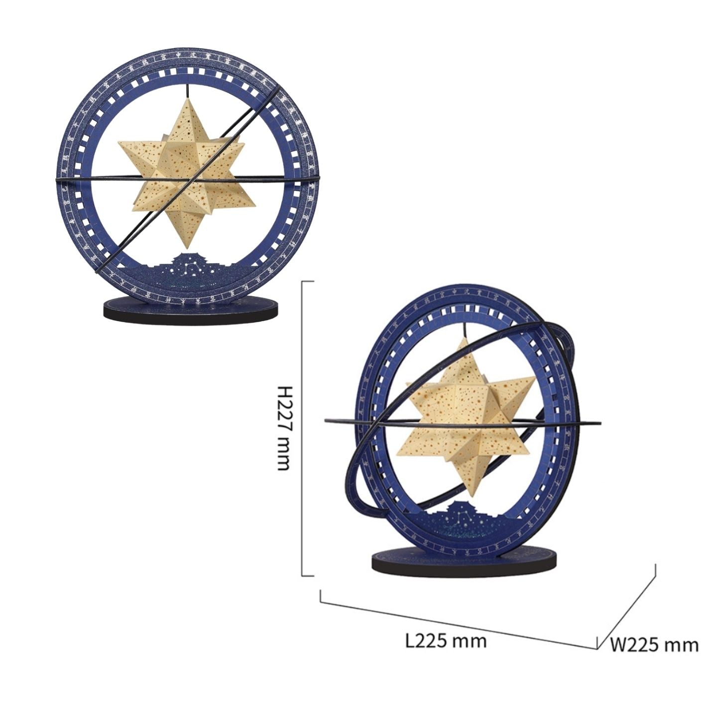 紫禁星夜古天文羅盤六芒星紙雕燈 四檔調光星空氛圍小夜燈 國風天文文創臥室裝飾擺件 Forbidden City Starry Night Astronomical Compass Paper Carving Lamp, 4-Level Dimmable Star Night Light