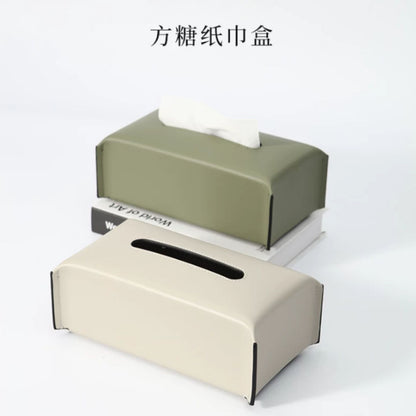簡約圓角光面皮革紙巾盒 現代風客廳茶几抽紙盒 酒店辦公室軟裝紙巾盒 Minimalist Round Corner Leather Tissue Box, Modern Napkin Holder for Home & Hotel