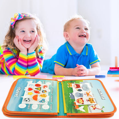 淺綠色-幼兒早教玩具蒙特梭利忙碌板-可拆卸頁面的10合1感官活動書，適合旅行的精細運動技能和學前教育學習玩具 Light Green- Montessori Busy Board for Early Childhood Education Toys -10-in-1 Sensory Activity Book with Detachable Pages, Suitable for Travel Fine Motor Skills and Preschool Education Learning Toys
