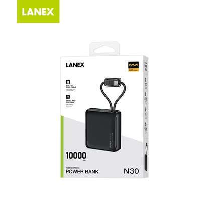 朗思N30【3C認證】【可上飛機】移動電源一萬毫安培大容量20000mAh N31充電寶Typey-C口 自帶線小巧