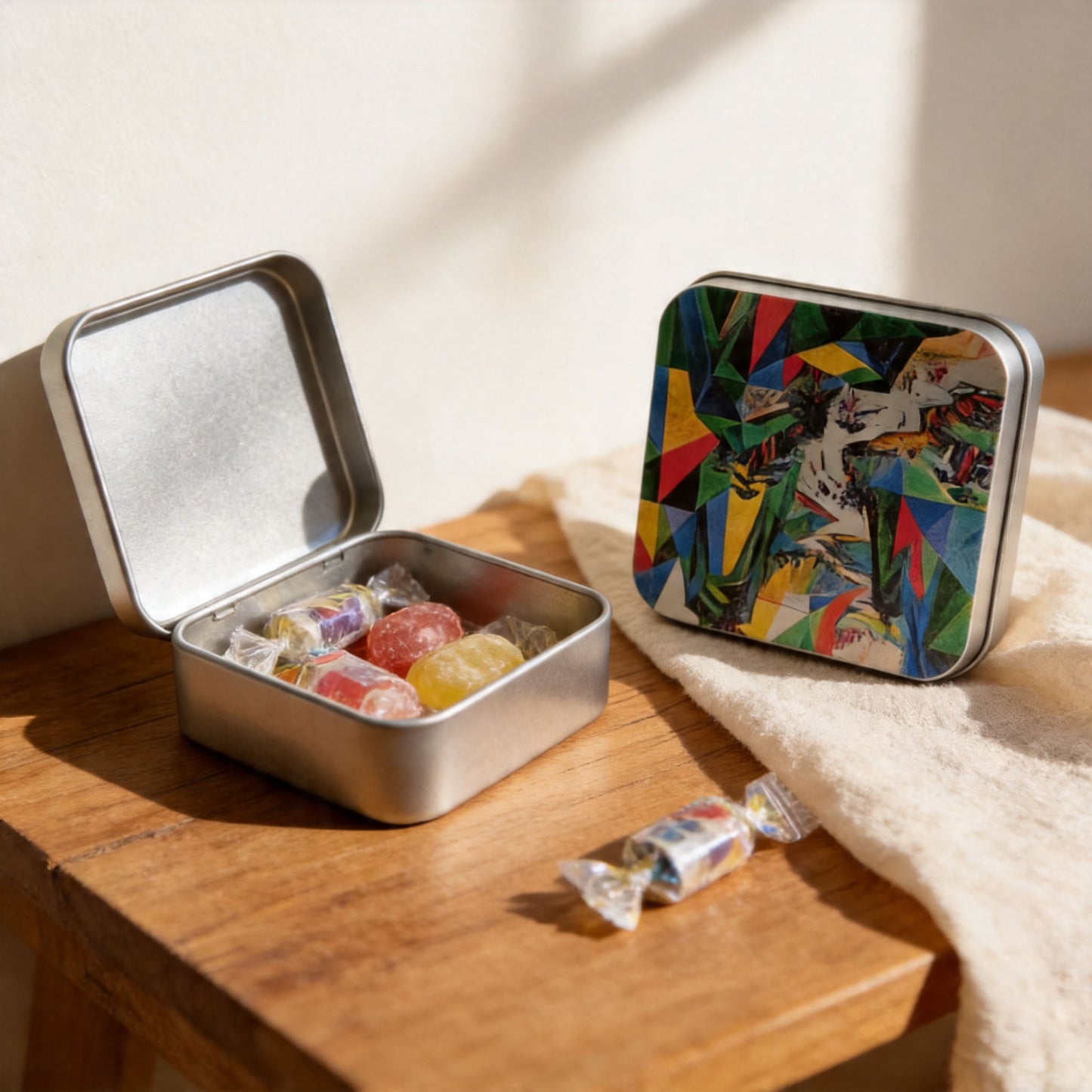 周藝文|日月星《溪山行旅圖》小方盒馬口收納盒 Travelers Among Mountains and Streams Small Square Box Tinplate Storage Box