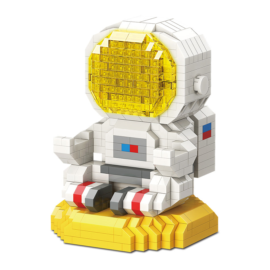 微顆粒積木卡通太空人積木筆筒宇航員擺件創意生日禮物 Micro Particle Building Blocks Cartoon Astronaut Pen Holder Creative Desktop Ornament Birthday Gift