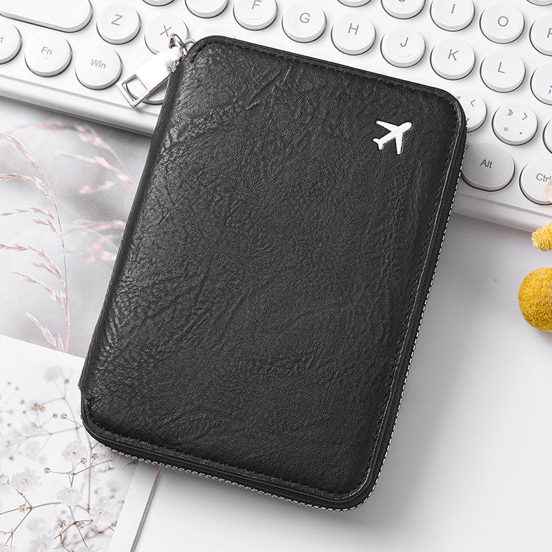 拉鏈證件護照包大容量機票收納卡包可印LOGO時尚旅行護照夾 Zippered passport bag with large capacity for tickets and cards, customizable with logo, stylish travel passport holder