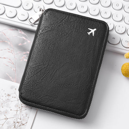 拉鏈證件護照包大容量機票收納卡包可印LOGO時尚旅行護照夾 Zippered passport bag with large capacity for tickets and cards, customizable with logo, stylish travel passport holder