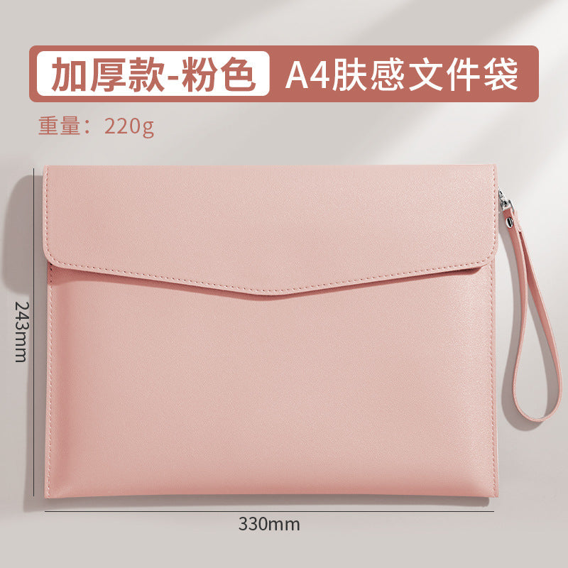 便攜磁扣票據夾加印logo加厚A4檔案公文袋財務合同票據收納包 Portable magnetic clasp document folder with logo printing, thickened A4 file bag for financial contracts and receipts