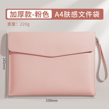 便攜磁扣票據夾加印logo加厚A4檔案公文袋財務合同票據收納包 Portable magnetic clasp document folder with logo printing, thickened A4 file bag for financial contracts and receipts
