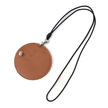 皮革脖掛式耳機收納包創意掛脖小包 Leather Neck-Hung Earphone Storage Pouch, Creative Neck Mini Bag