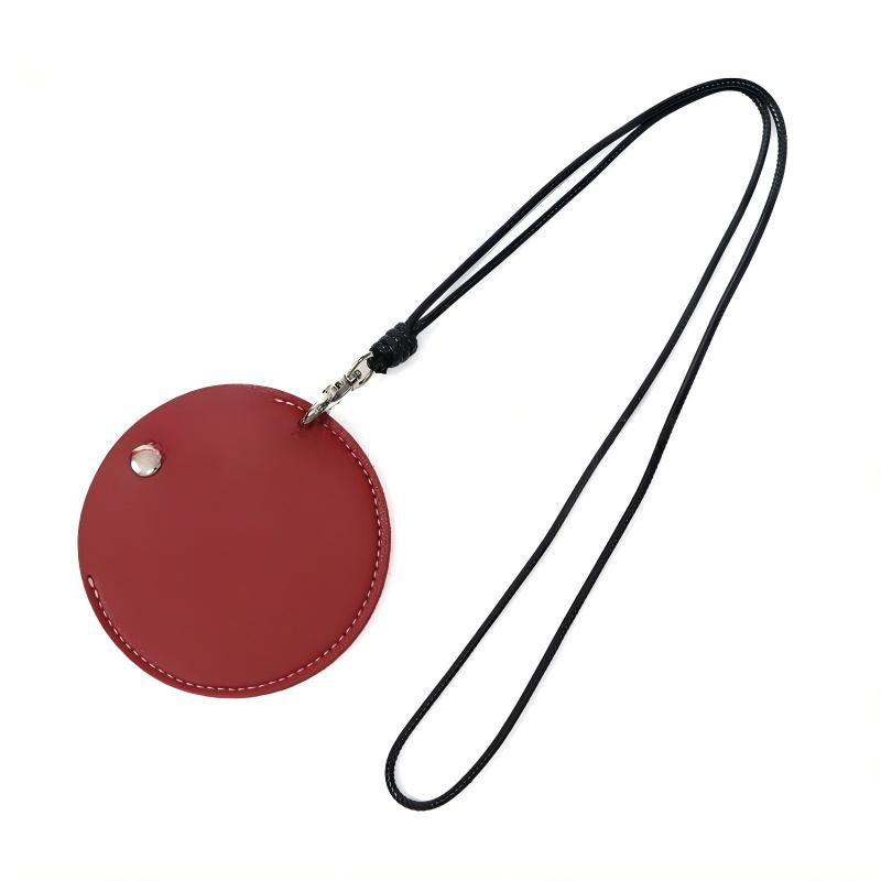 皮革脖掛式耳機收納包創意掛脖小包 Leather Neck-Hung Earphone Storage Pouch, Creative Neck Mini Bag