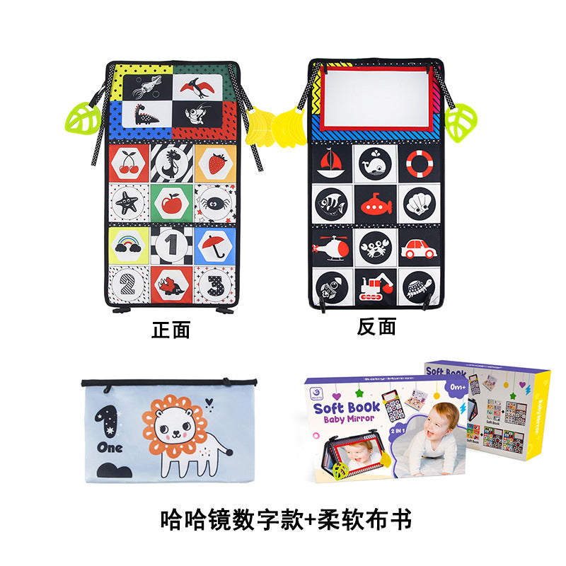 寶寶哈哈鏡早教布書啟蒙認知牙膠響紙可折疊布書玩具0-2歲 Baby Fun Mirror Early Education Cloth Book, Enlightenment Cognitive Teether Crinkle Paper Foldable Cloth Book Toy for 0-2 Years Old