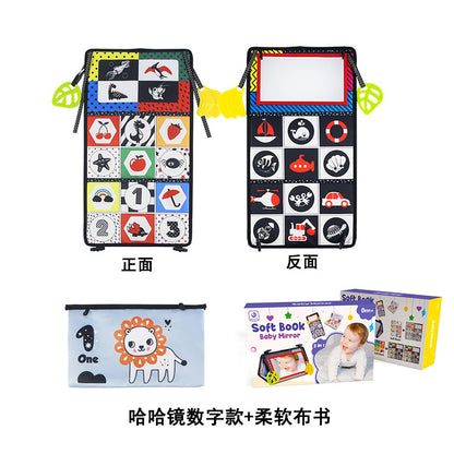 寶寶哈哈鏡早教布書啟蒙認知牙膠響紙可折疊布書玩具0-2歲 Baby Fun Mirror Early Education Cloth Book, Enlightenment Cognitive Teether Crinkle Paper Foldable Cloth Book Toy for 0-2 Years Old