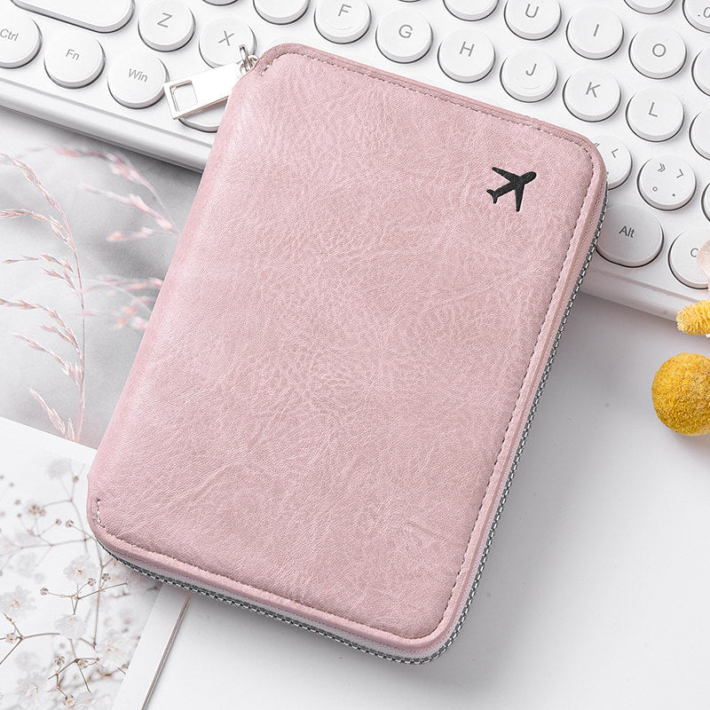 拉鏈證件護照包大容量機票收納卡包可印LOGO時尚旅行護照夾 Zippered passport bag with large capacity for tickets and cards, customizable with logo, stylish travel passport holder