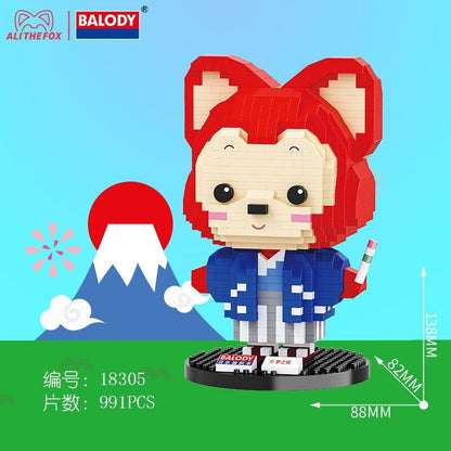 微顆粒積木拼裝玩具阿狸桌面創意擺件益智玩具生日禮物 Micro particle building block assembly toy desktop creative ornament coconut lemon peach girl gift children's puzzle toy birthday gift