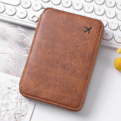 拉鏈證件護照包大容量機票收納卡包可印LOGO時尚旅行護照夾 Zippered passport bag with large capacity for tickets and cards, customizable with logo, stylish travel passport holder