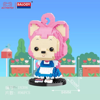 微顆粒積木拼裝玩具阿狸桌面創意擺件益智玩具生日禮物 Micro particle building block assembly toy desktop creative ornament coconut lemon peach girl gift children's puzzle toy birthday gift