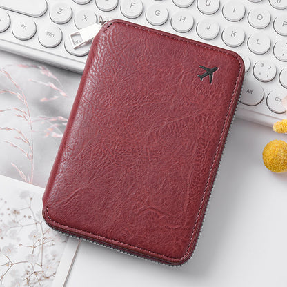 拉鏈證件護照包大容量機票收納卡包可印LOGO時尚旅行護照夾 Zippered passport bag with large capacity for tickets and cards, customizable with logo, stylish travel passport holder