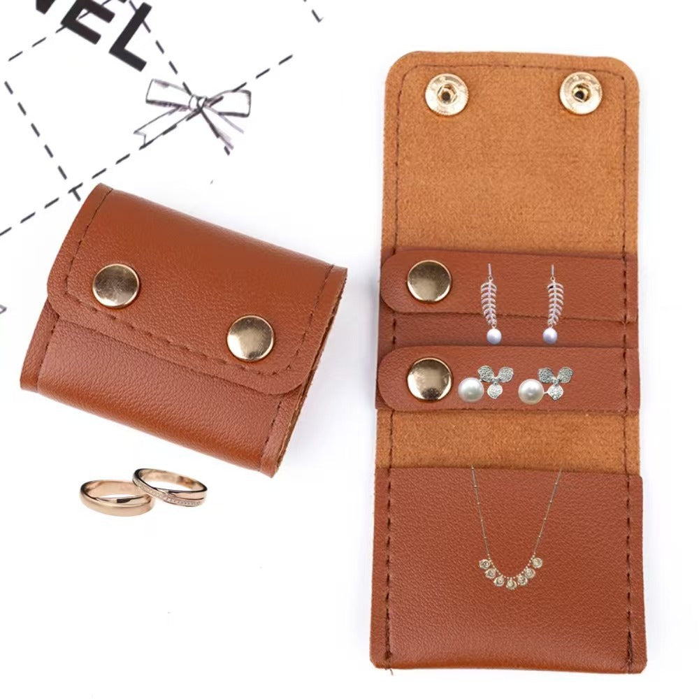 皮質多功能創意便攜時尚首飾袋旅行珠寶首飾收納迷你包 Multifunctional Creative Portable Stylish Leather Jewelry Pouch, Mini Travel Jewelry Storage Bag