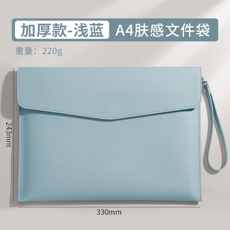 便攜磁扣票據夾加印logo加厚A4檔案公文袋財務合同票據收納包 Portable magnetic clasp document folder with logo printing, thickened A4 file bag for financial contracts and receipts