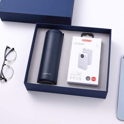 商務禮盒套裝新款樂扣杯充電寶商務實用套裝企業年會活動禮品 Business Gift Box Set New LeKou Cup Power Bank Business Practical Set Enterprise Annual Meeting Event Gift