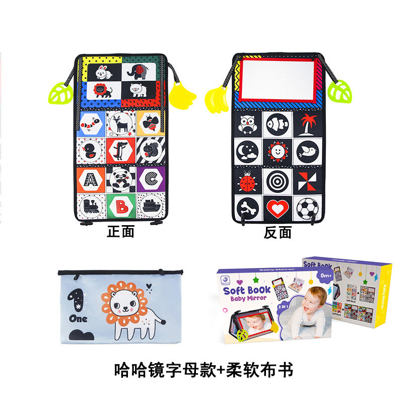 寶寶哈哈鏡早教布書啟蒙認知牙膠響紙可折疊布書玩具0-2歲 Baby Fun Mirror Early Education Cloth Book, Enlightenment Cognitive Teether Crinkle Paper Foldable Cloth Book Toy for 0-2 Years Old
