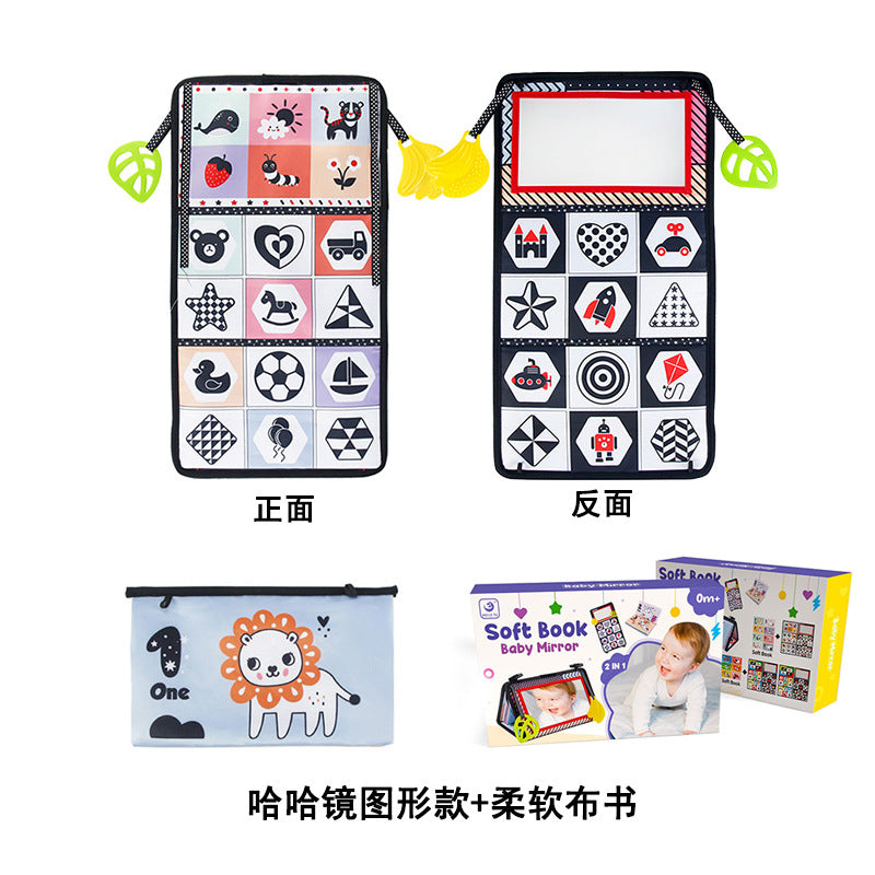 寶寶哈哈鏡早教布書啟蒙認知牙膠響紙可折疊布書玩具0-2歲 Baby Fun Mirror Early Education Cloth Book, Enlightenment Cognitive Teether Crinkle Paper Foldable Cloth Book Toy for 0-2 Years Old