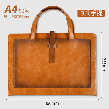 A4皮質檔袋收納包大容量雙層資料檔案袋商務公事包定制logo A4 PU Leather Document Bag, Large Capacity Double-Layer File Folder, Business Briefcase Support Custom Logo