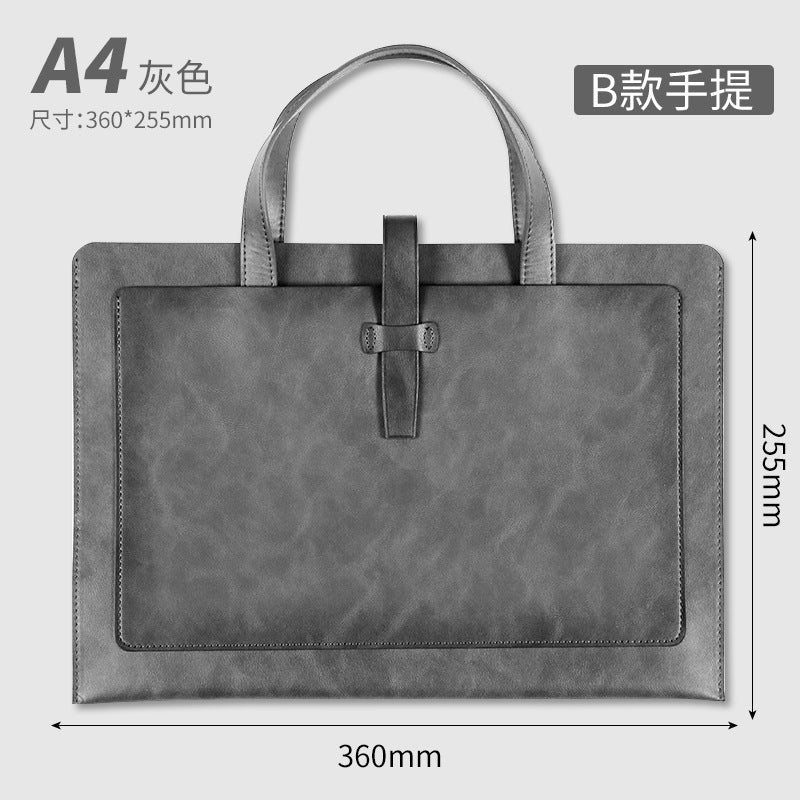 A4皮質檔袋收納包大容量雙層資料檔案袋商務公事包定制logo A4 PU Leather Document Bag, Large Capacity Double-Layer File Folder, Business Briefcase Support Custom Logo