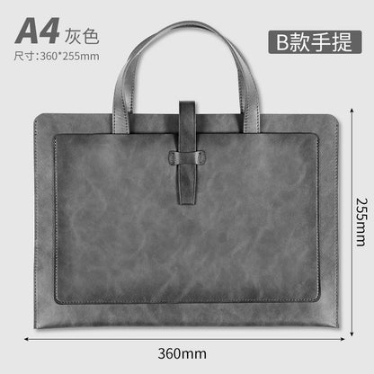 A4皮質檔袋收納包大容量雙層資料檔案袋商務公事包定制logo A4 PU Leather Document Bag, Large Capacity Double-Layer File Folder, Business Briefcase Support Custom Logo