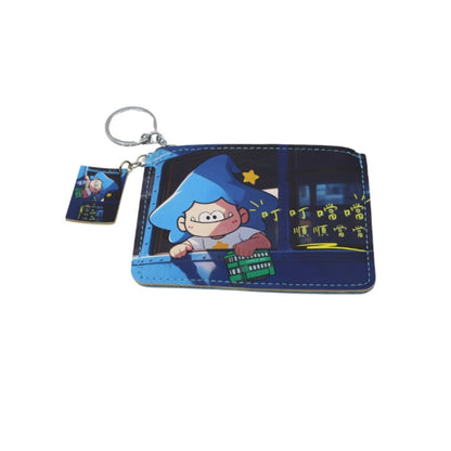 日月星文創原創IP皮質卡包港風卡通卡套鑰匙扣證件收納包 Original IP leather card holder, Hong Kong-style cartoon card case, keychain, and ID storage pouch