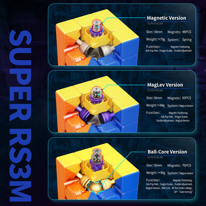 魔域文化Super RS3M磁力/磁懸浮/球軸定位磁力三階魔方 Moyu Super RS3M Magnetic / Maglev / Ball Axis Positioning Magnetic 3x3 Magic Cube
