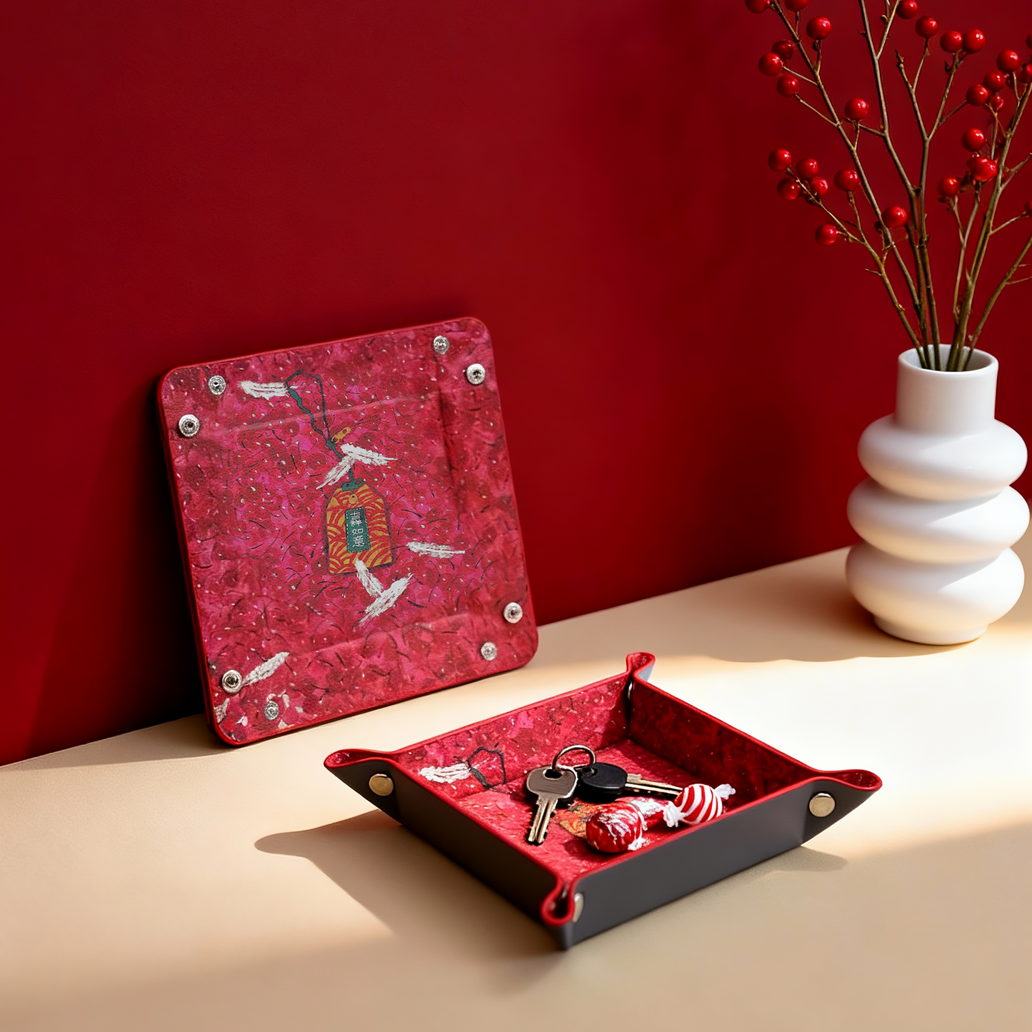 周藝文|日月星 《吉祥如意》皮質收納折疊盤 Amulet of Auspiciousness Vegan Leather Foldable Catchall Tray
