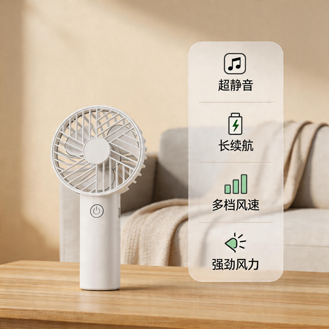 經典手持風扇 USB 充電小風扇戶外便攜式小電扇手機支架迷你電風扇 Classic Handheld Fan USB Rechargeable Mini Fan, Portable Outdoor Small Fan with Phone Stand