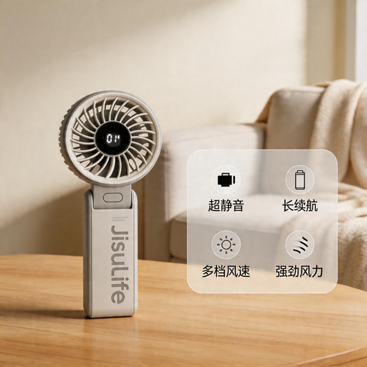 幾素高速節能手持小風扇 USB 迷你便攜式折疊超長續航掛脖風扇輕音大風力戶外手拿電風扇學生電扇桌面充電小型 JISULIFE High-Speed Energy-Saving Handheld Mini USB Foldable Fan – Long Battery Life, Lightweight & Quiet