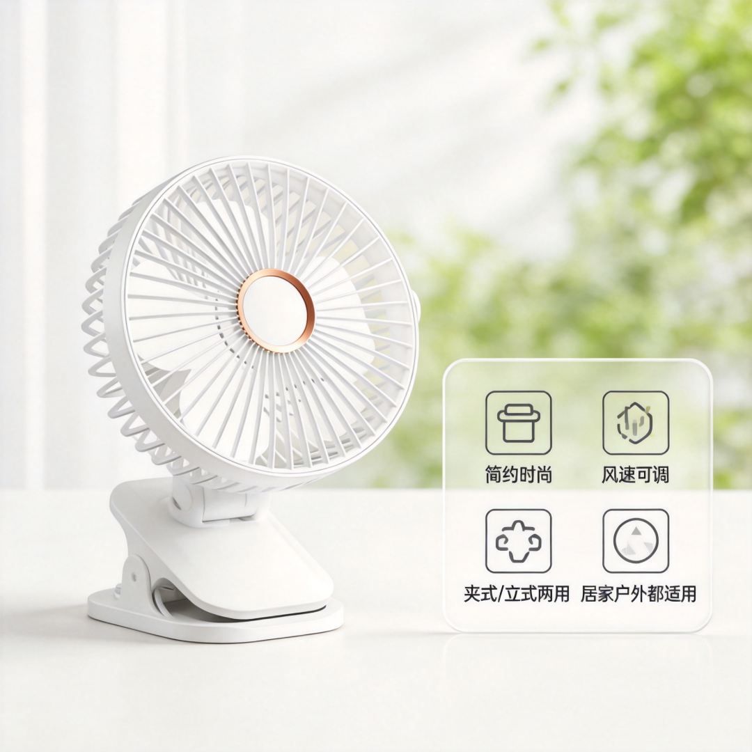 新款靜音夾子風扇四合一多功能便攜充電桌面小風扇學生宿舍床頭大風力 New Quiet Clip Fan4in1 MultiFunction Portable Rechargeable Desktop Mini Fan–Strong Airflow for Student Dorms and Bedside