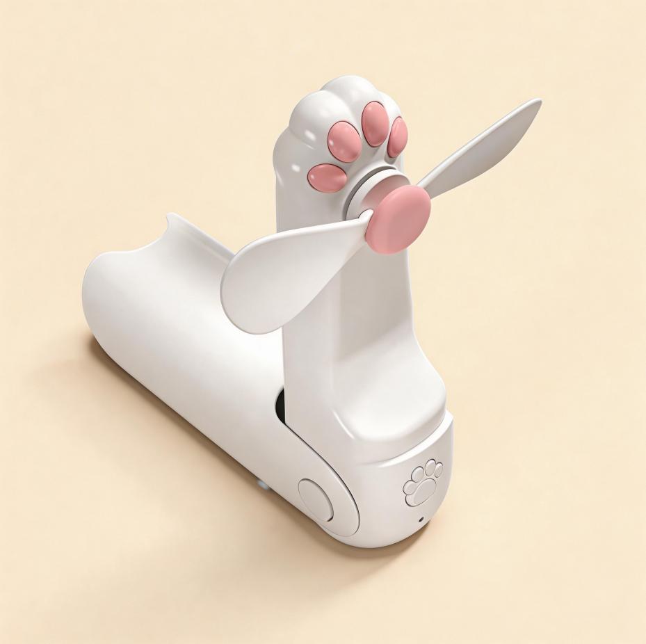 貓爪小風扇手持便捷式靜音折疊迷你可愛女生小型充電手電筒 Cat Paw Handheld Fan – Portable, Quiet, Foldable, Mini, Cute – Rechargeable with Flashlight for Girls